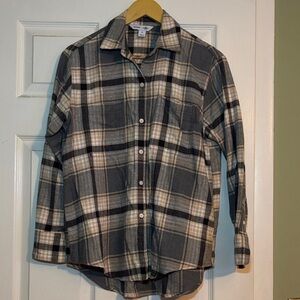 Old Navy Black and Cream Plaid Shirt